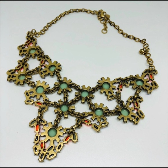 J.Crew Art Deco Colorful Crystal Glass Bib Statement Necklace - Picture 6 of 16